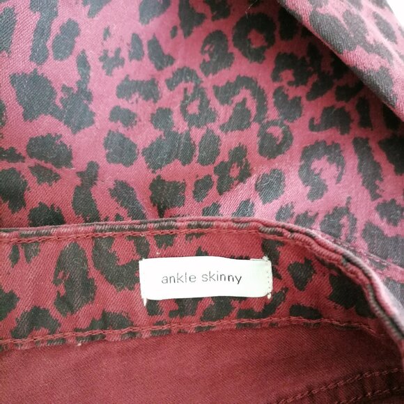 Social Standard by Sanctuary Wine Sketchy Cheetah Ankle Skinny Jeans Size 12 - Picture 6 of 9
